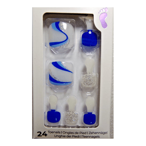 IMPRESS PEDICURE TOENAILS Blue & White Skydiver