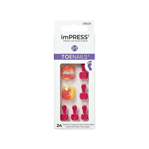 KISS imPRESS Square Press-On Toenails, Pink, 24 Pieces