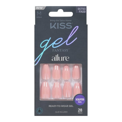 KISS Gel Fantasy Allure Glazed Donut Press-On Nails, Pink, Medium, Coffin Shape, 31 Ct.