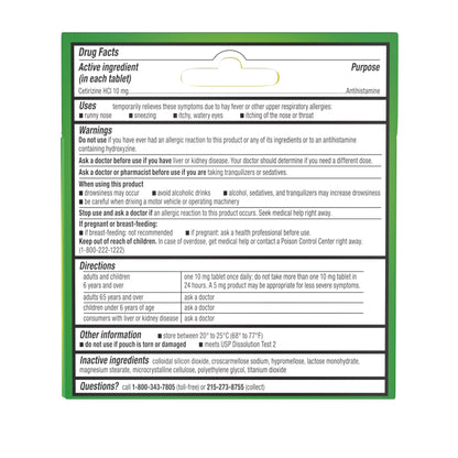 Zyrtec 24 Hour Allergy Relief Tablets, Allergy Medicine with 10 mg Cetirizine HCl per Antihistamine Tablet for Allergies, On-The-Go Relief, Individual Travel Pouches, 5 ct, (5 x 1 ct)