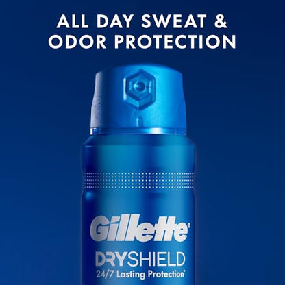 Gillette Dry Spray Antiperspirant and Deodorant for Men, 24/7 Sweat & Odor Protection, Anti-White Mark Technology, Cool Wave Scent, 4.3 oz (Pack of 3)