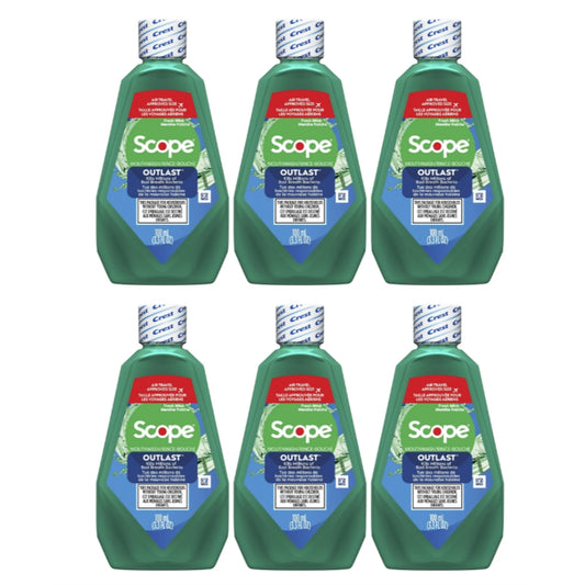 Crest Scope Outlast Mouthwash, Fresh Mint, 100mL, 3.3 fl oz - 6 Pack