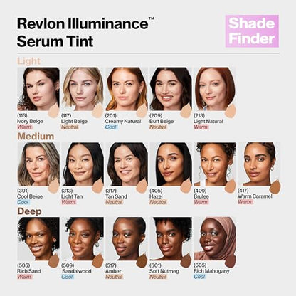Revlon Illuminance Tinted Serum, Triple Hyaluronic Acid, Evens Out Skin Tone Over Time and Hydrates All Day, SPF 15, 113 Ivory Beige, 0.94 fl oz.
