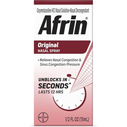 Afrin Original 12 Hour Nasal Congestion Relief Spray - 15 ml Oz EXP 2027