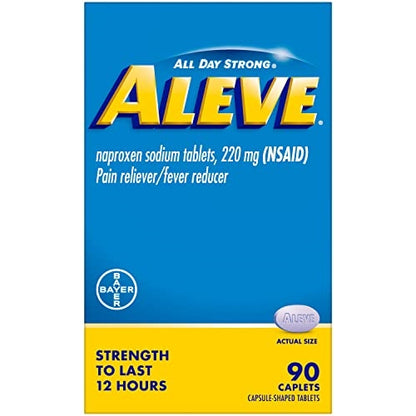 Aleve Naproxen Sodium 220mg 90 Caplets 12HR Relief - EXP 08/2027