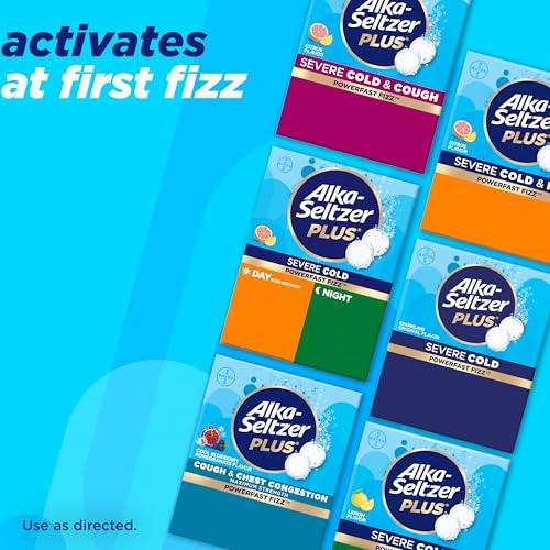 Alka-Seltzer Plus Severe Cold Medicine Day and Night, PowerFast Fizz Day + Night Effervescent Tablets 24 Count