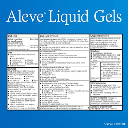 Aleve Liquid Gels, Naproxen Sodium for Pain Relief ‐ 50 Count