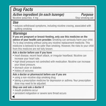 Nicorette 4 mg Coated Nicotine Lozenges to Help Quit Smoking - Ice Mint Flavored Stop Smoking Aid, 20 Count x 4
