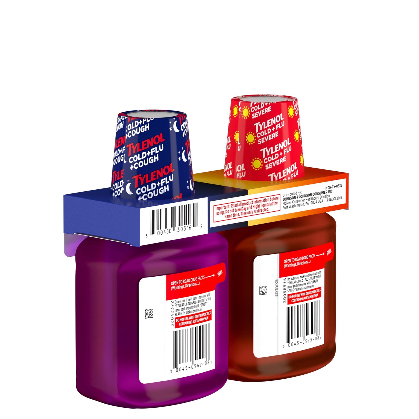 Tylenol Cold + Flu Severe Daytime & Nighttime Liquid Cough Medicine with Acetaminophen Pain Reliever & Fever Reducer, Nasal Decongestant & Antihistamine, Value Pack, 2 ct. of 8 fl. oz