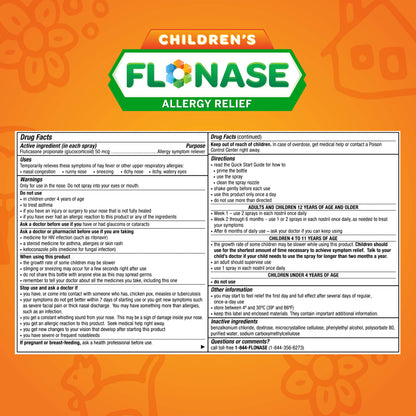 Flonase Children’s Allergy Relief Nasal Spray, 24-Hour Non-Drowsy Multi-Symptom Relief – 72 Sprays