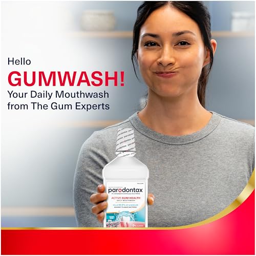 Parodontax Active Gum Health Mouthwash, Antiplaque and Antigingivitis Gum Mouthwash, Clear Mint, 16.9 Fl Oz x 2