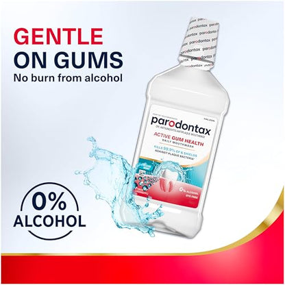 Parodontax Active Gum Health Mouthwash, Antiplaque and Antigingivitis Gum Mouthwash, Clear Mint, 16.9 Fl Oz x 2