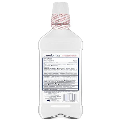 Parodontax Active Gum Health Mouthwash, Antiplaque and Antigingivitis Gum Mouthwash, Clear Mint, 16.9 Fl Oz x 2