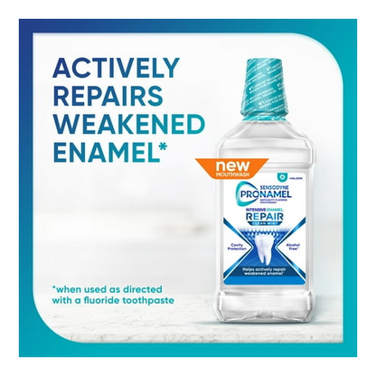 Sensodyne Pronamel Intensive Enamel Repair Alcohol Free Mouthwash to Help Actively Repair Enamel and Protect Against Cavities, Fluoride Mouthwash, Clean Mint, 16.9 Fl Oz X 2
