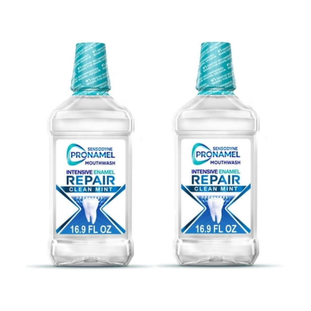 Sensodyne Pronamel Intensive Enamel Repair Alcohol Free Mouthwash to Help Actively Repair Enamel and Protect Against Cavities, Fluoride Mouthwash, Clean Mint, 16.9 Fl Oz X 2