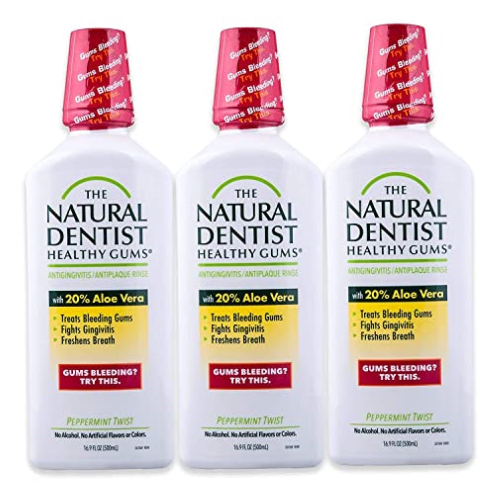 The Natural Dentist Healthy Gums Mouth Wash, Peppermint Twist Flavor, 16.9 Ounce Bottle (Pack of 3)