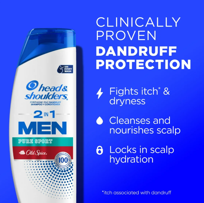 Head & Shoulders, 2 In 1 Old Spice Pure Sport, 12.5 Ounce 2 Pack