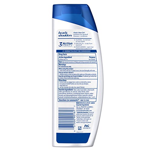 Head and Shoulders Classic Clean 2-in-1 Anti-Dandruff Shampoo + Conditioner 8.45 Fl Oz (Pack of 2)