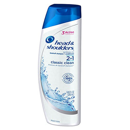 Head and Shoulders Classic Clean 2-in-1 Anti-Dandruff Shampoo + Conditioner 8.45 Fl Oz (Pack of 2)