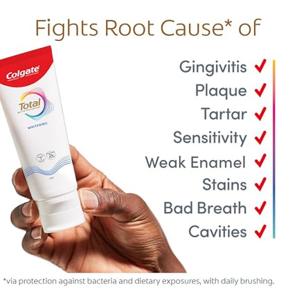 Colgate Total Active Prevention Travel Toothpaste, Whitening Toothpaste with Fluoride, Antibacterial, Mint, Clinically Proven Gum Health, Travel Size 1.4 oz - 14 Pack