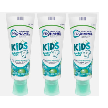 Sensodyne Pronamel Kids Toothpaste, Fluoride Anticavity Toothpaste, Cavity and Enamel Protection, for Ages 2+, BubbleTwist Flavored, 4 oz (3 Pack)