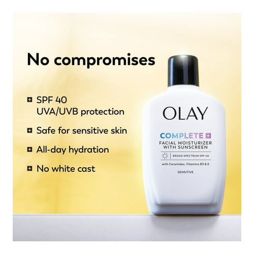 Olay Face Lotion with Sunscreen, Complete Plus Face Moisturizer with SPF 40, 6 fl oz