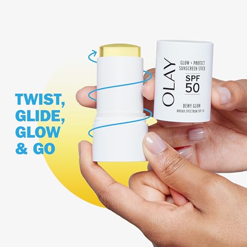 Olay Glow & Protect SPF 50 Face Sunscreen Stick, Fragrance Free, 0.5 OZ (14 G), Dewy Finish Sunscreen Stick with SPF 50 Broad Spectrum Sunblock for All Skin Types