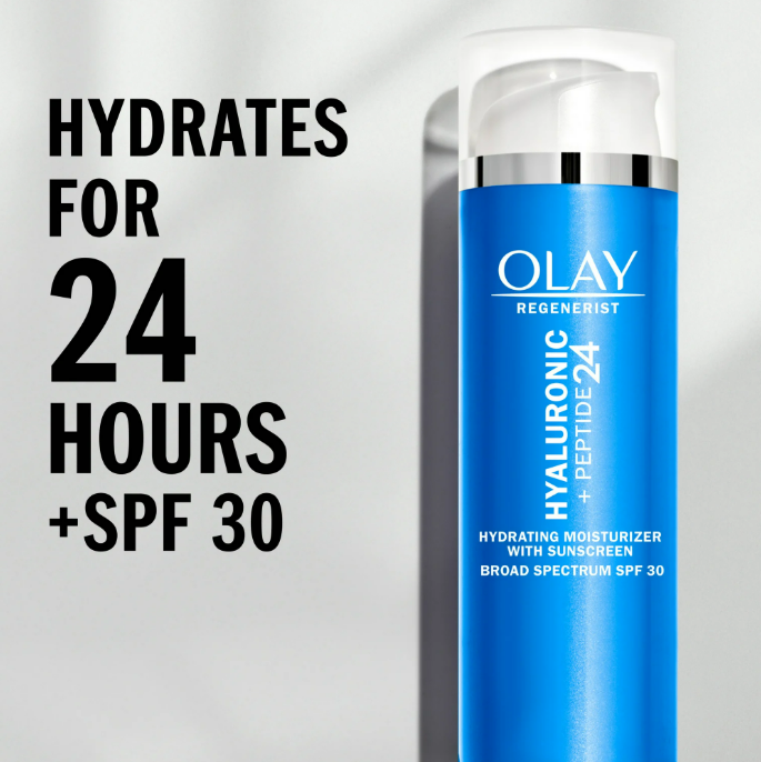 Olay Regenerist Hyaluronic + Peptide 24 Face Moisturizer, Fragrance-Free, SPF 30, 1.7 oz
