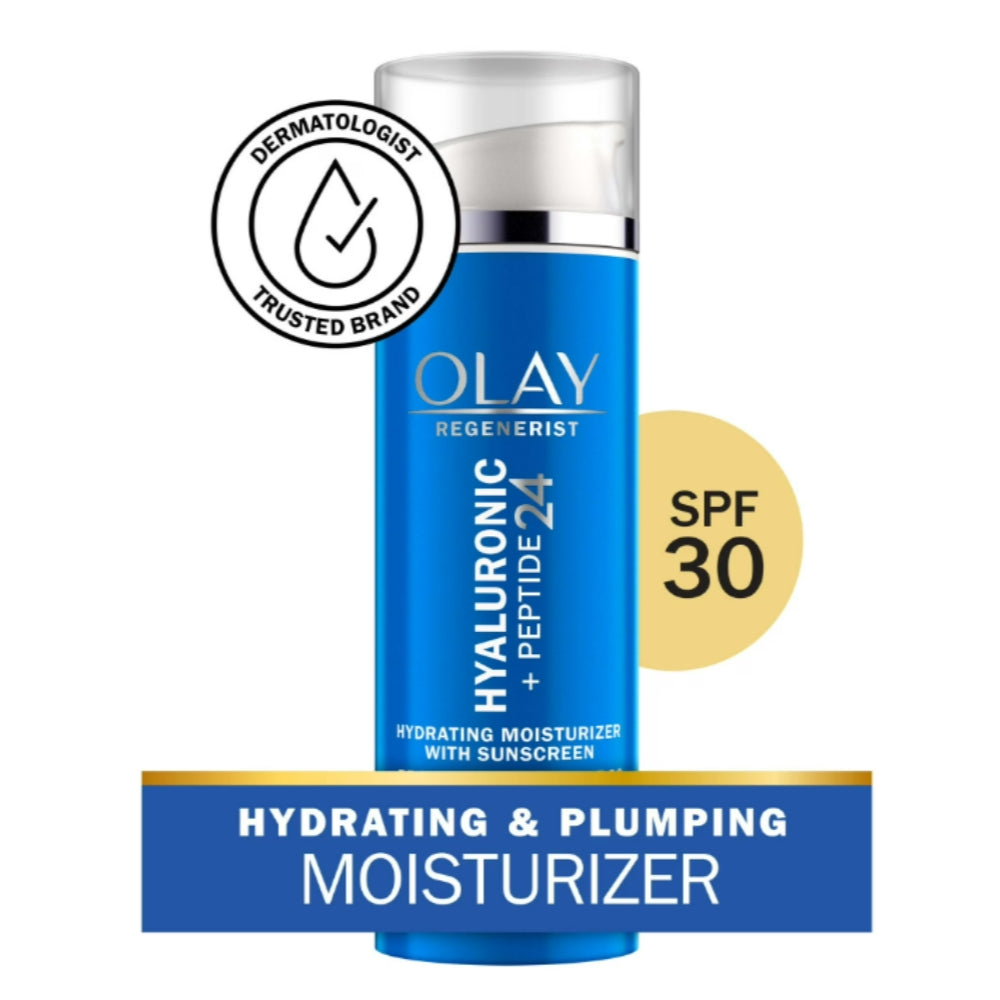 Olay Regenerist Hyaluronic + Peptide 24 Face Moisturizer, Fragrance-Free, SPF 30, 1.7 oz