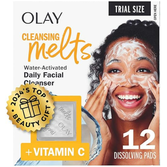 Olay Cleansing Melts + Vitamin C Face Cleanser, 32ct, Water-Activated Face Wash Cleans, Tones, and Refreshes Skin