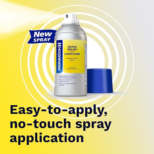 Preparation H Rapid Relief Hemorrhoidal Spray with Lidocaine for Itching, Burning and Pain Relief - 3.8 Oz Bottle