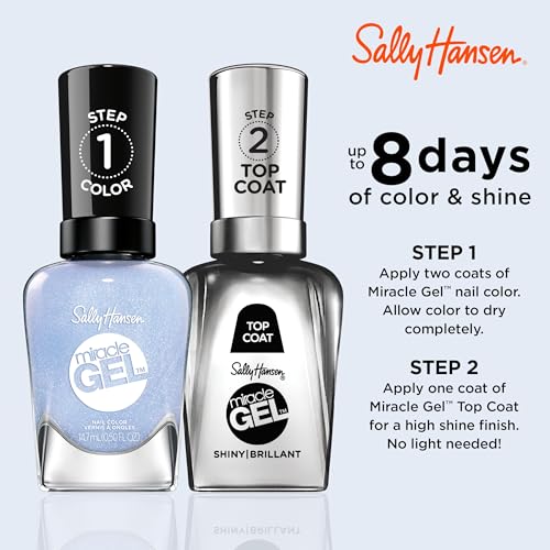 Sally Hansen Miracle Gel™, Travel Seekers Blue Skies Ahead, Long Lasting, Gel-Like Formula, No UV Lamp Needed, Blue Nail Polish