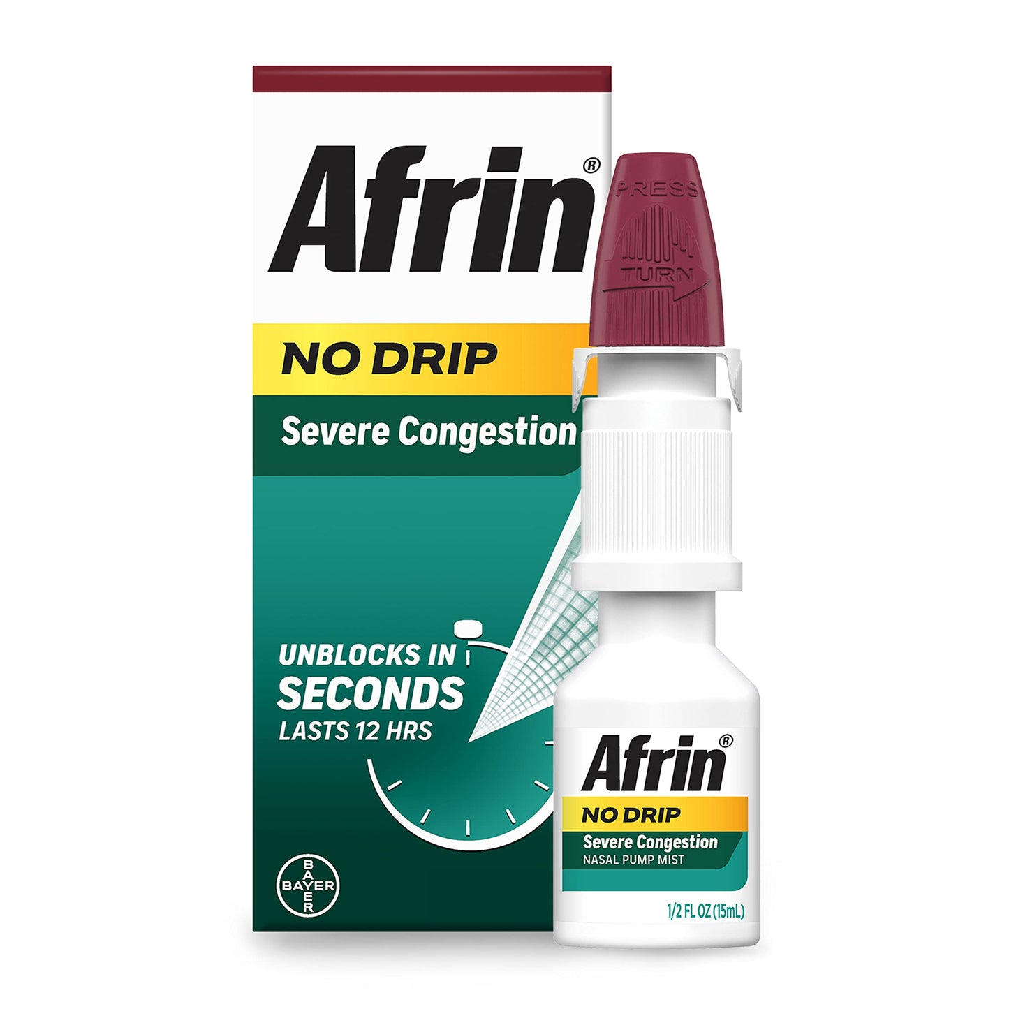 Afrin No Drip Severe 12 Hour Nasal Decongestant Pump Mist - 0.5 ounce