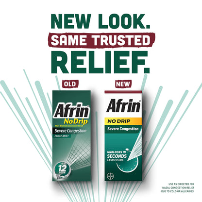 Afrin No Drip Severe 12 Hour Nasal Decongestant Pump Mist - 0.5 ounce