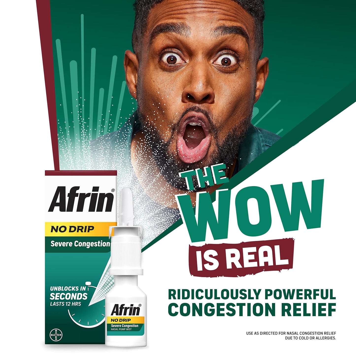 Afrin No Drip Severe 12 Hour Nasal Decongestant Pump Mist - 0.5 ounce