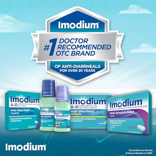 Imodium A-D Diarrhea Relief Caplets with Loperamide HCl, Anti-Diarrheal Medicine to Help Control Symptoms of Diarrhea Due to Acute & Traveler's Diarrhea, HSA/FSA Eligible, 6 ct