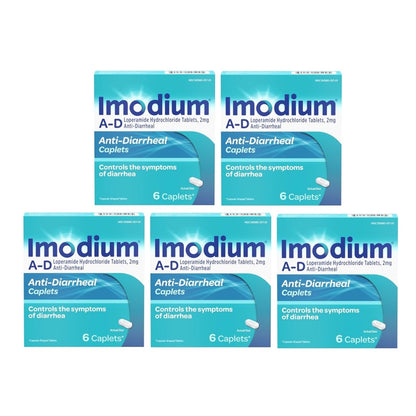 Imodium A-D Diarrhea Relief Caplets with Loperamide HCl, Anti-Diarrheal Medicine to Help Control Symptoms of Diarrhea Due to Acute & Traveler's Diarrhea, HSA/FSA Eligible, 6 ct