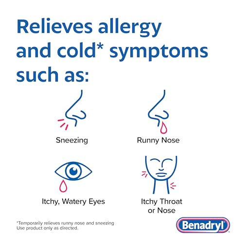 Benadryl Liqui-Gels Allergy Medicine, Dye-Free Liquid Gel Capsules with 25 mg of Diphenhydramine HCl Antihistamine for Relief of Allergy & Cold Symptoms Like Runny Nose & Sneezing, 24 ct