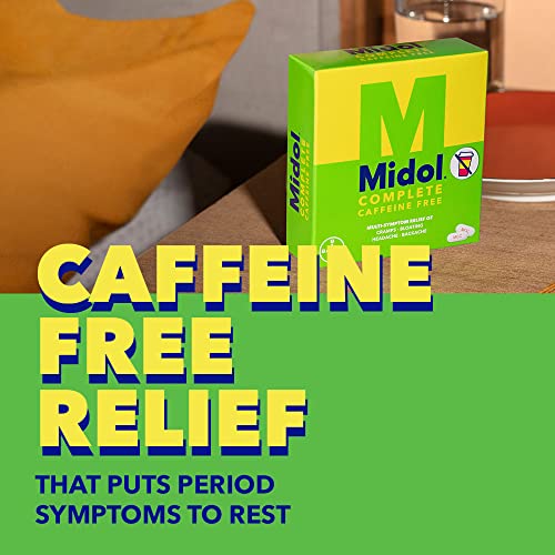 Midol Complete Caffeine Free Caplets 24ct: Midol Complete Caffeine Free Menstrual Pain Relief Caplets with Acetaminophen, Provides Headache Relief and Period Cramps Relief, 24 Count