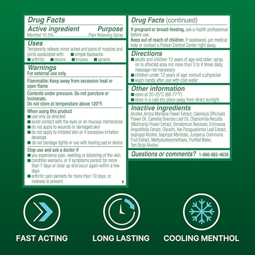 Biofreeze Menthol Spray 3 FL OZ Colorless Aerosol Spray for Pain Relief associated with Sore Muscles, Arthritis, Simple Backaches, and Joint Pain