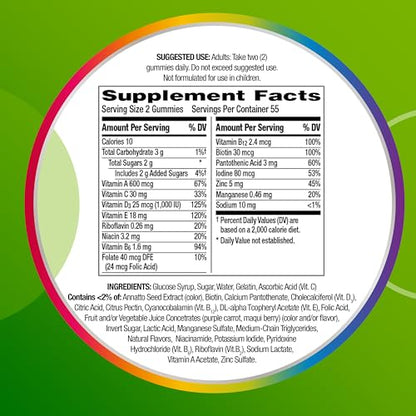 Centrum MultiGummies Gummy Multivitamin for Adults, Multivitamin/Multimineral Supplement with Vitamins D, B and E, Assorted Fruit Flavor - 180 Count