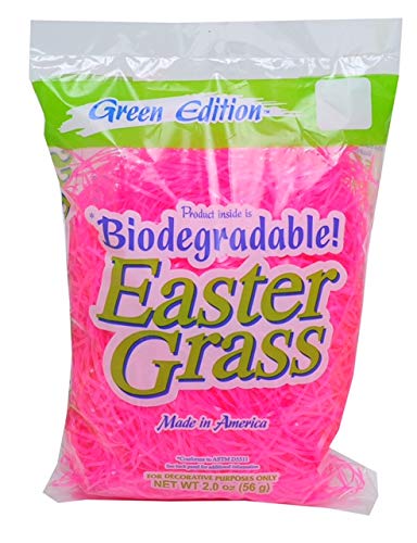 EcoPure Easter Grass, Premium Biodegradable Super Bright - 2 Pack Pink, 1.5 Oz (42.5g)
