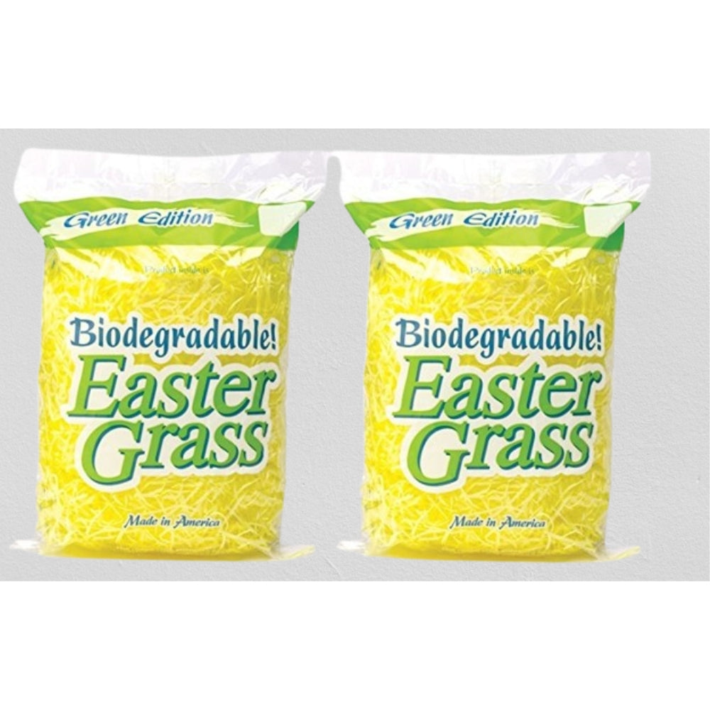 EcoPure Easter Grass, Premium Biodegradable Super Bright - 2 Pack Yellow, 1.5 Oz (42.5g)