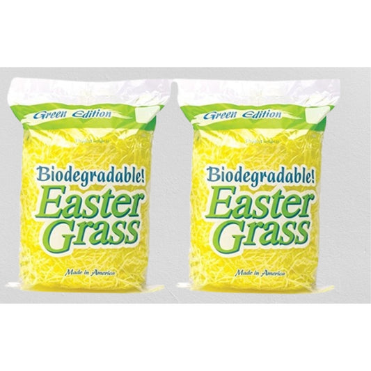 EcoPure Easter Grass, Premium Biodegradable Super Bright - 2 Pack Yellow, 1.5 Oz (42.5g)