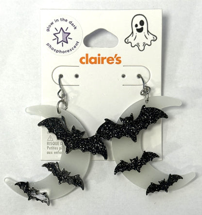 Claires Halloween Black Spiderweb Dangle Pierced Post Stud Earrings Enamel New