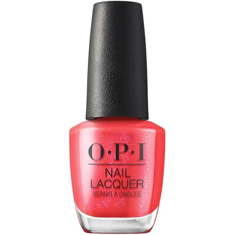 OPI Nail Lacquer Left Your Texts on Red | Sheer Bright Red Shimmer Chip Resistant Nail Polish | Me, Myself Collection