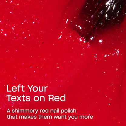 OPI Nail Lacquer Left Your Texts on Red | Sheer Bright Red Shimmer Chip Resistant Nail Polish | Me, Myself Collection