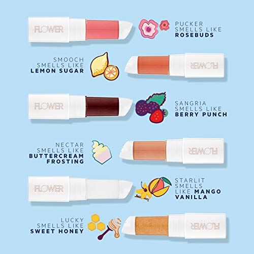 FLOWER BEAUTY By Drew Barrymore Petal Pout Lip Mask - Hydrating + Moisturizes Lips - Mango + Cocoa Butter - Lip Tint - Natural Color + Semi-Glossy Finish (Nectar)