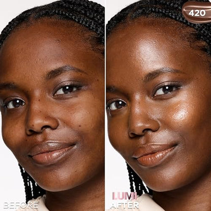 L'Oreal Paris Lumi Le Glow Skin Tint, Lightweight Water-Based Tinted Serum with Foundation-Like Coverage, Glow Illuminator, Neutral 420, 0.85 Fl Oz