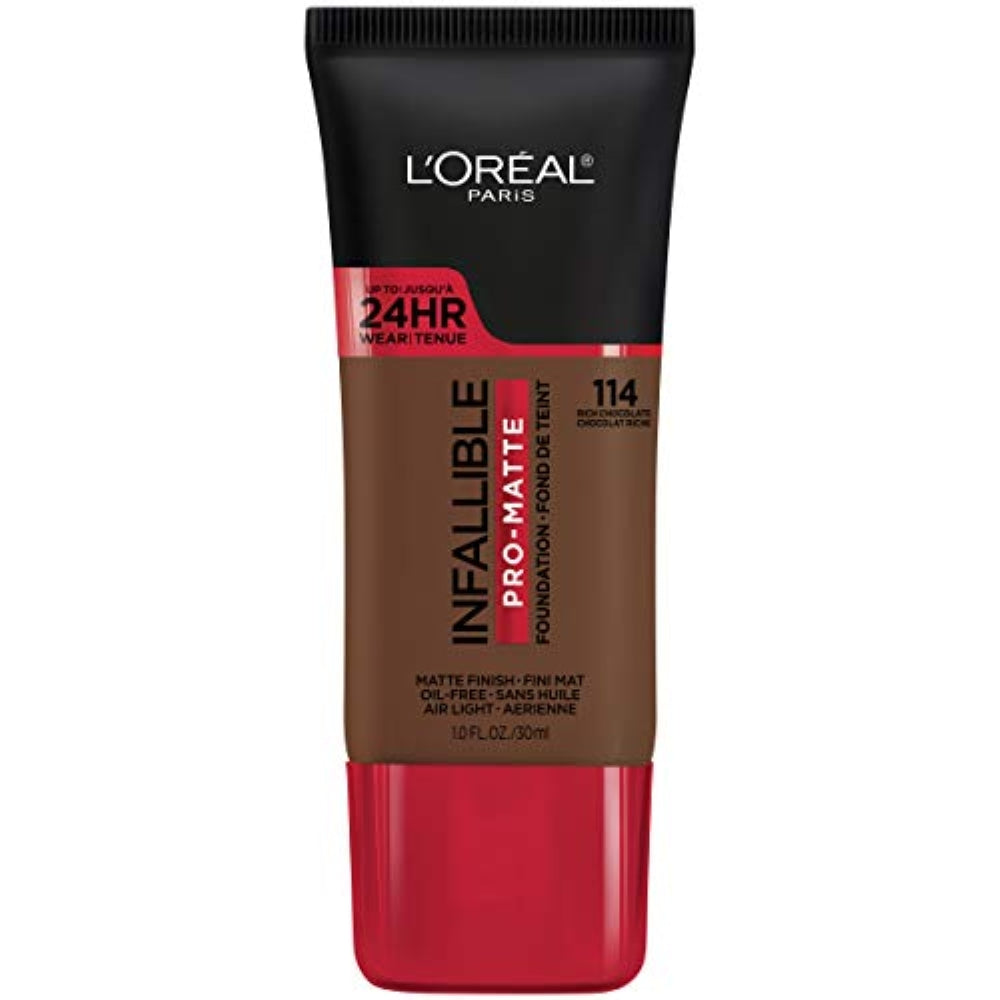 L'Oreal Paris Cosmetics Makeup Infallible Pro-Matte Liquid Longwear Foundation, Rich Chocolate, 1 fl oz.